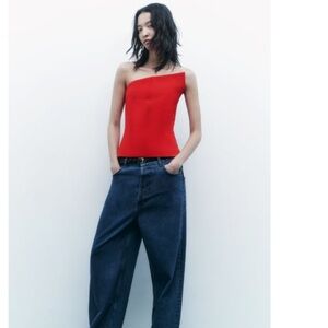 NWT Zara Asymmetric Bustier Top